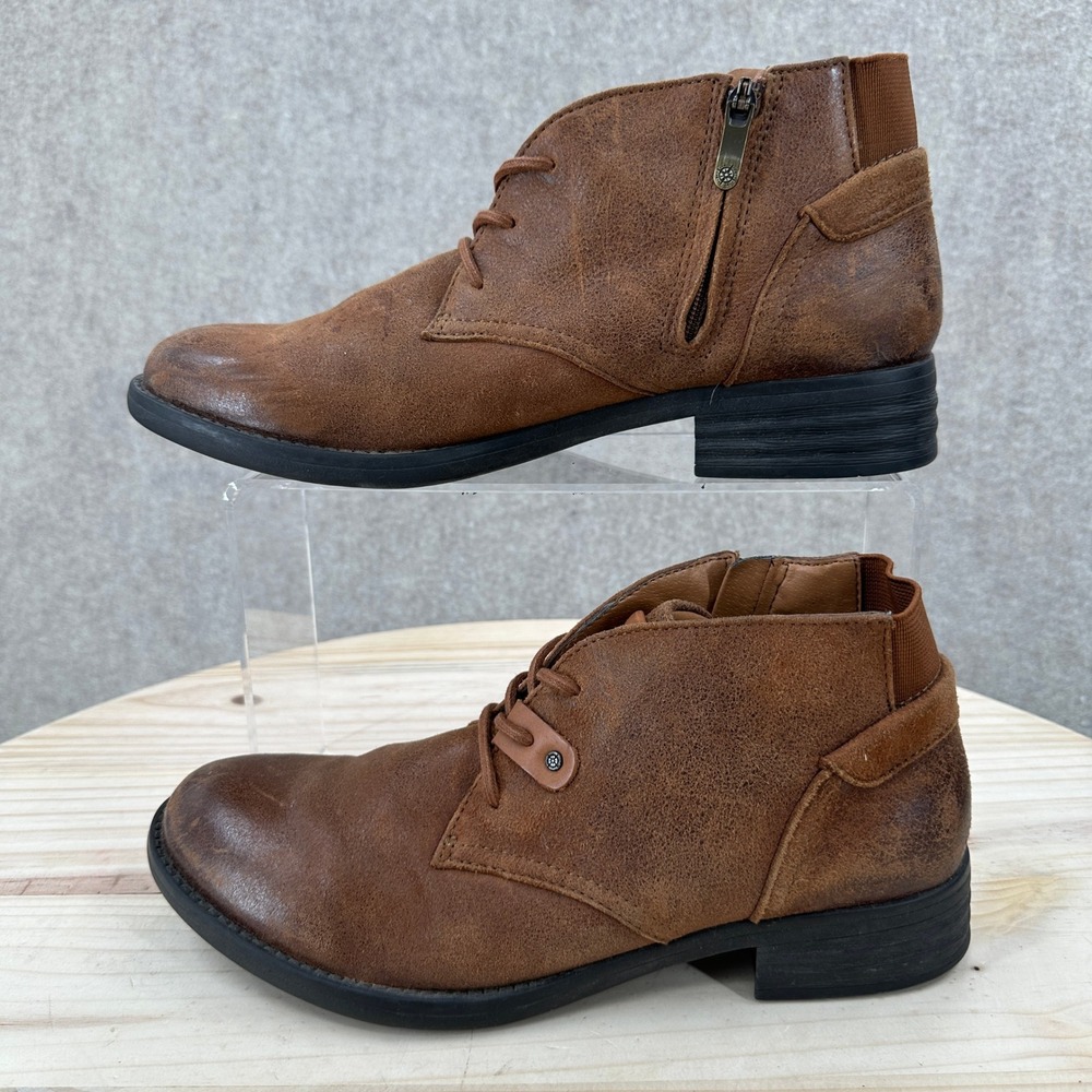 Bussola Tyra Boot Women 9.5-10 Brown Distressed Leather Lace Up Zip Ankle Bootie